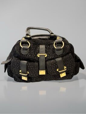 Big Buddha Black Satchel with Gold Hardware